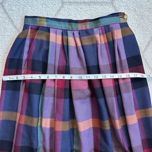 Vintage Corbin Ltd Large Check Plaid Wool Midi Skirt - Picture 5 of 9